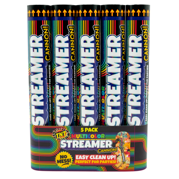Firework Confetti & Streamers Multicolor Streamer Cannon 5 Pack
